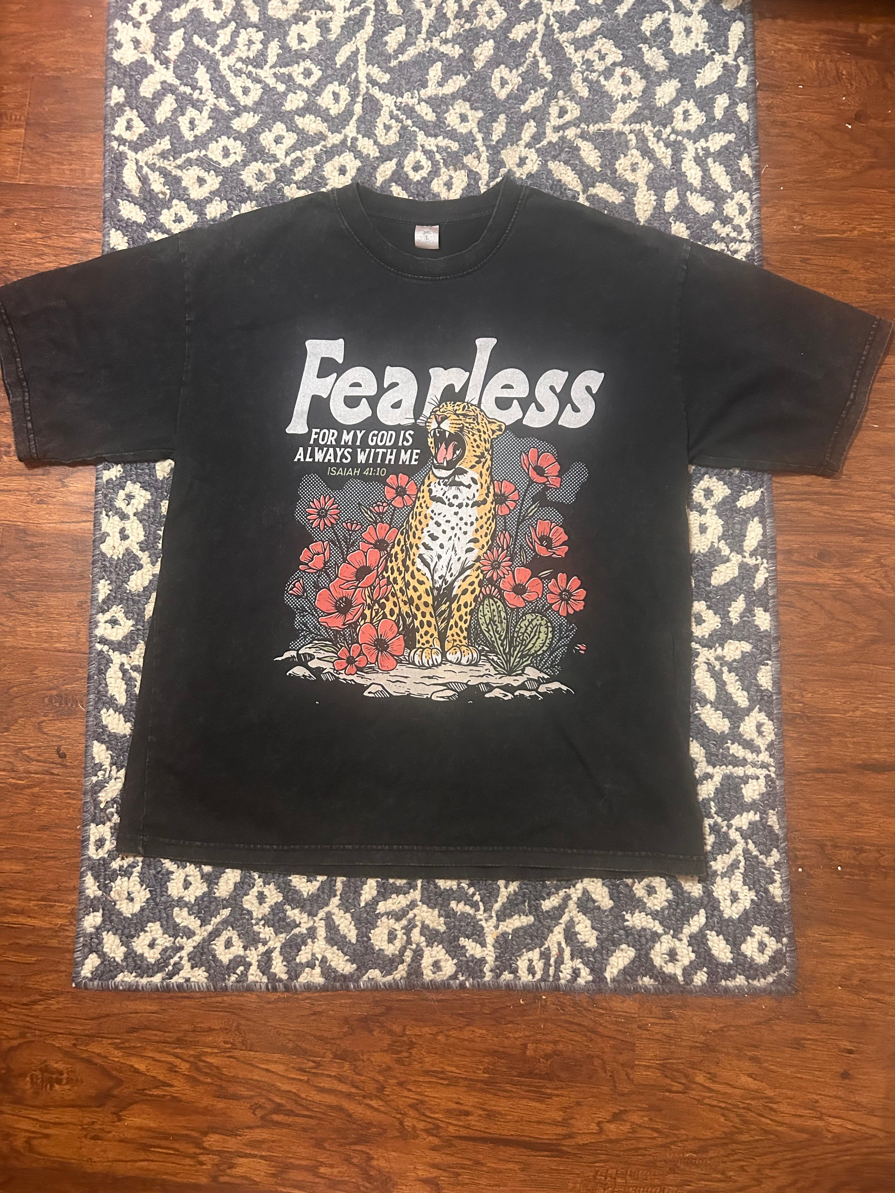 “Fearless” faded black t-shirt