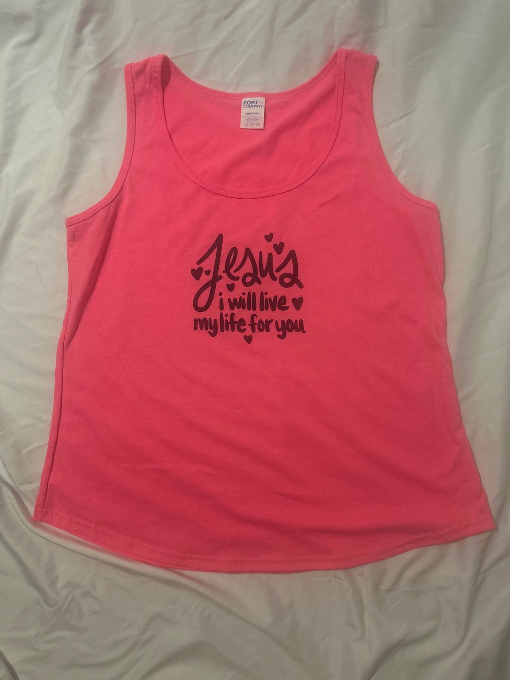 Jesus hot pink tank top