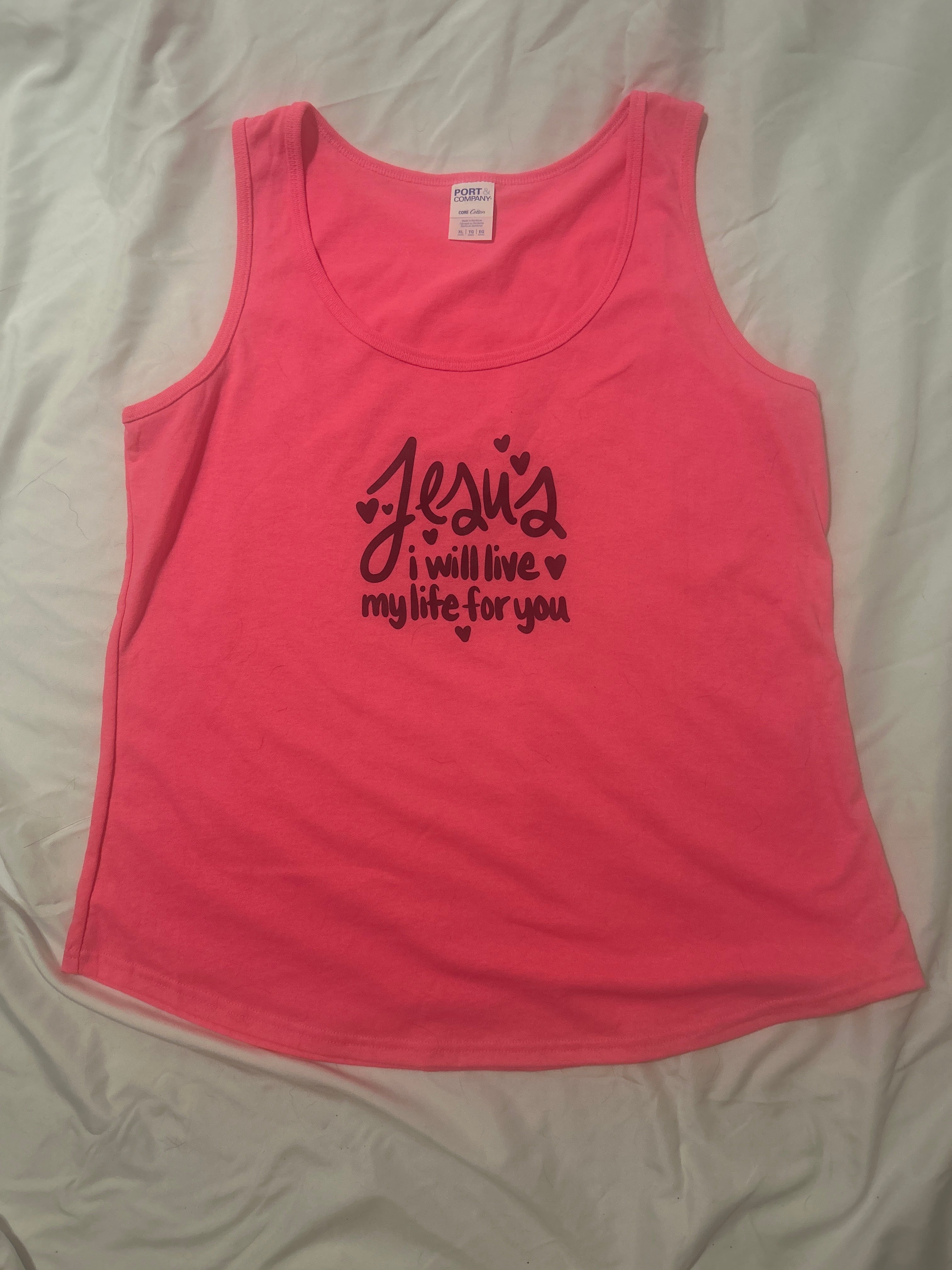 Jesus hot pink tank top